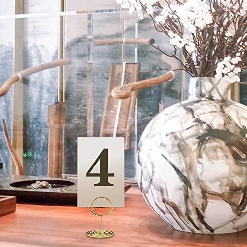 20pcs Mini Place Card Holders, Cute Table Number Holders, Small Size Table Card Holder Tables Number Stands, Wire Photo Picture Menu Clips for Wedding centerpieces, Anniversary Party (Gold)
