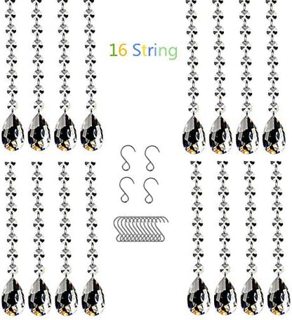 16 Pack 20" Hanging Crystals for Chandeliers Clear Teardrop Crystal Chandelier Pendants Parts Beads, Chandelier Crystals