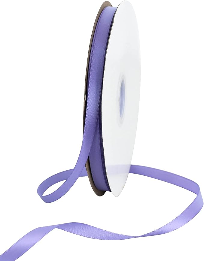 TONIFUL 3/8 in x 100yds Light Purple Satin Ribbon Thin Solid Fabric Ribbons Roll for Gift Wrapping Invitation Floral Hair Balloon Party Wedding Popsicle Decoration Valentine's Day Bouquet Halloween