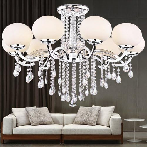 Fushing 10Pcs 1ft Teardrop Crystal Strands, Hanging Beads Chain Garland, Chandelier Pendants Parts Glass Beads (50mm, Clear)