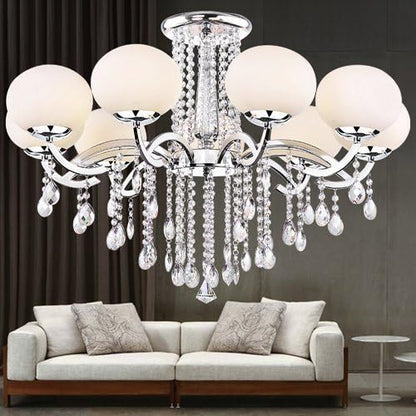 Fushing 10Pcs 1ft Teardrop Crystal Strands, Hanging Beads Chain Garland, Chandelier Pendants Parts Glass Beads (50mm, Clear)