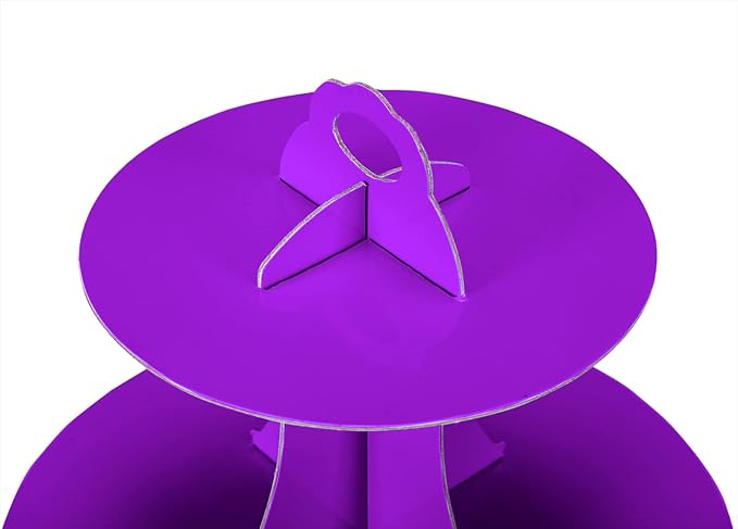 3-Tier Cupcake Stand, Cake Stand holder, Tiered DIY Cupcake Stand Tower for Dessert Table Displays, Birthday Theme Party Favors Decoration, Floral Tea Party, 12" W x 12.8" H, Purple