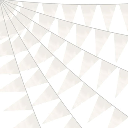40M/130FT White Triangle Pennant Banner Flag Metallic Fabric Bunting Garland for Christmas Graduation Wedding Engagement Anniversary Bachelorette Birthday Bridal Shower Valentines Hen Party Supplies
