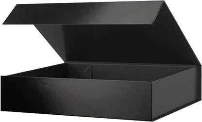 PACKHOME Gift Box 11.5x8x2.5 Inches, Sturdy Shirt Box with Magnetic Lid for Multiple Occasions (Glossy Black)