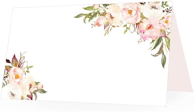 Hadley Designs 25 Pink Peony Floral Tent Table Place Card For Wedding Thanksgiving Christmas Catering Buffet Food Sign Paper Name Escort Card Folded Number Seat Assignment Setting Label Banquet Party