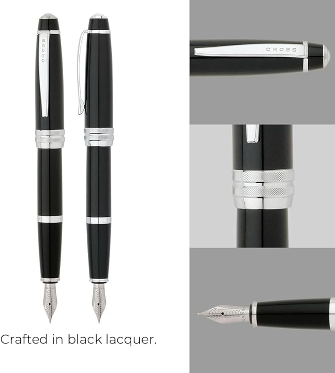 Cross Bailey Refillable Fountain Presented in a Premium Gift Box - Medium Point, Black Ink, Black