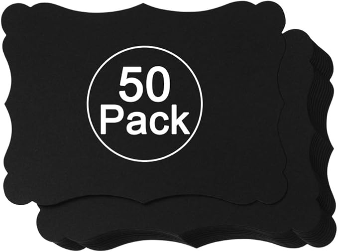 50 Pack Blank Kraft Cards Cardstock Thick Paper Brown Greeting Cards for DIY Gift Card Menus, Baby Shower and Wedding Invitations (Black, 5x7IN)