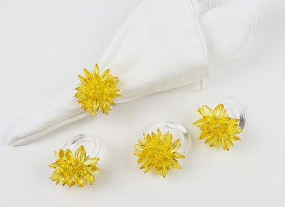 Fennco Styles Crystal Design Collection Napkin Rings - Set of 4 (Yellow, 2"x2")
