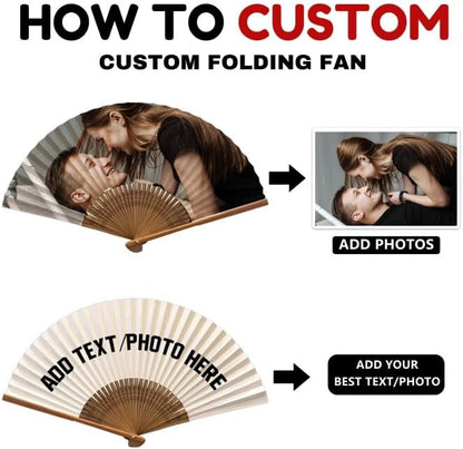 Decorative Folding Fans Personalized Fans Custom Fans Handheld Clack Fans for Line Dancing Customized with Picture Text, Fans Foldable for Line Dancing Wedding Saloon Cosplay Party Props