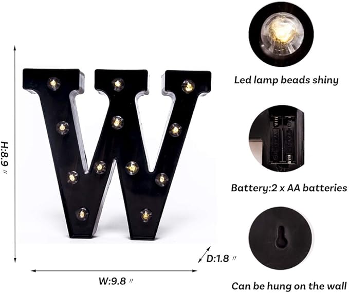 Foaky Black LED Marquee Number Lights Sign Light Up Marquee Number Lights Sign for Night Light Wedding Birthday Party Battery Powered Christmas Lamp Home Bar Decoration