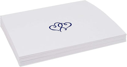 Linked Hearts Place Cards, Navy (Choose Color), Set of 25, Pre-cut and Scored - Wedding, Party, Dinner, and Special Events - Made in the USA