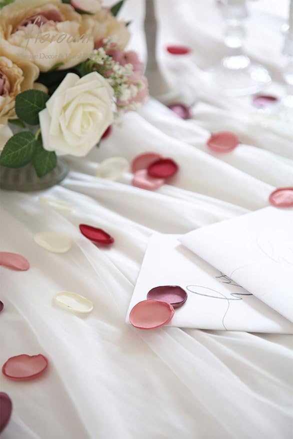 Floroom 300pcs Rose Petals Elegant Maroon Faux Silk Flower Petals for Wedding Flower Girl Basket Aisle Scatter Sweetheart Table Centerpieces Party Confetti Bridal Shower Romantic Night Home Decoration