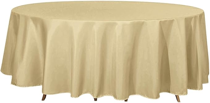 Efavormart Round Tablecloth, 108 Inch Stain & Wrinkle Resistant Washable Table Cloth, Decorative Polyester Fabric Table Cover for Banquet, Wedding, Dining- Champagne