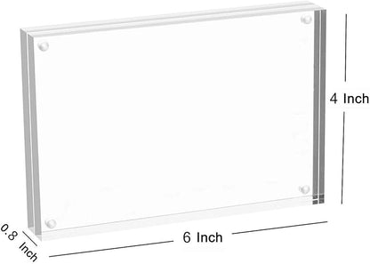Magicool Premium Acrylic Photo Frame- Magnet Photo Frame -Double Sied Thick Desktop Frames (4x6 4 pack)
