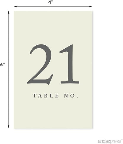 Andaz Press Table Numbers 21-40 on Perforated Paper, Ivory, 4x6-inch Single Sided Sign, 1-Set, For Weddings, Engagement