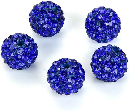 25pcs Adabele Grade A Suncatcher Crystal Rhinestone Pave Loose Beads 10mm Sapphire Blue Polymer Clay Disco Ball Spacers Compatible with Shamballa All Craft Jewelry Making DB10-13