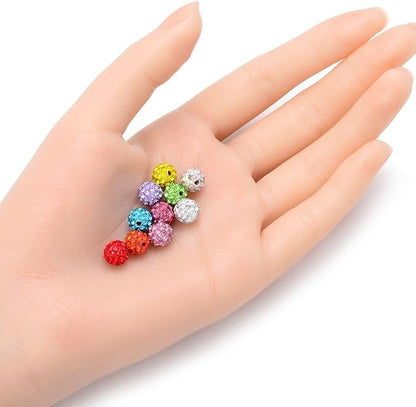 100pcs Adabele Grade A Suncatcher Crystal Rhinestone Pave Loose Beads 8mm Jet Black Polymer Clay Disco Ball Spacers Compatible with Shamballa All Craft Jewelry Making DB8-23