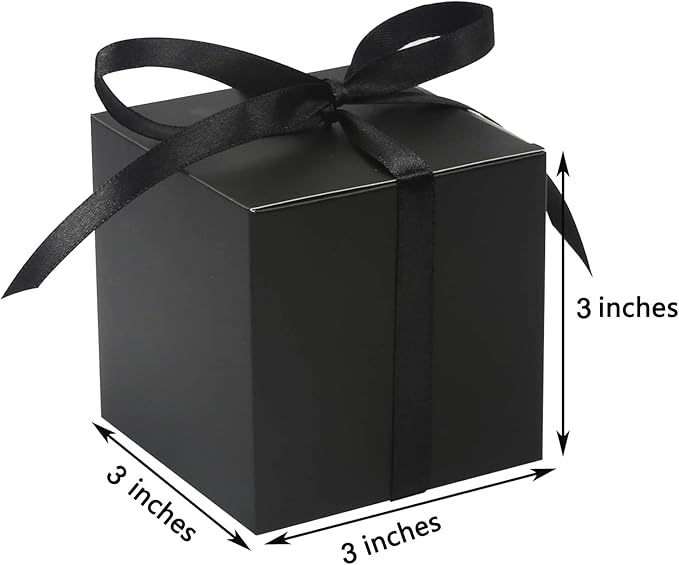 COTOPHER 25pcs Wedding Favor Boxes, Paper Gift Boxes 3x3x3 Inches Small Gift Boxes with Ribbons for Gifts, Crafting, Cupcake, Candy, Bridesmaid Proposal Boxes