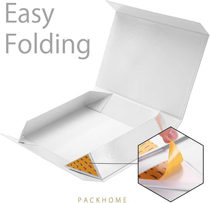 PACKHOME 6 Gift Boxes 11.5x8x2.5 Inches, Sturdy Shirt Boxes with Magnetic Lids for Multiple Occasions (Glossy White)