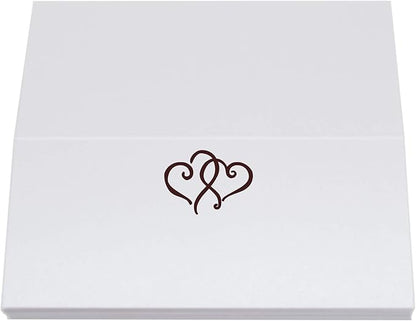 Linked Hearts Place Cards, Chocolate (Choose Color), Set of 150, Pre-cut and Scored - Wedding, Party, Dinner, and Special Events - Made in the USA