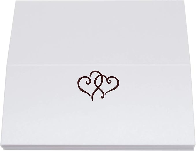 Linked Hearts Place Cards, Chocolate (Choose Color), Set of 60, Pre-cut and Scored - Wedding, Party, Dinner, and Special Events - Made in the USA