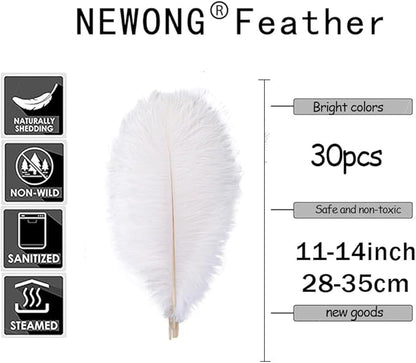 NEWONG 30pcs Light Blue Ostrich Feathers Natural Bulk 11-14inch(28-35cm) Vase Craft Wedding Home Party Centerpieces Christmas Day Decoration
