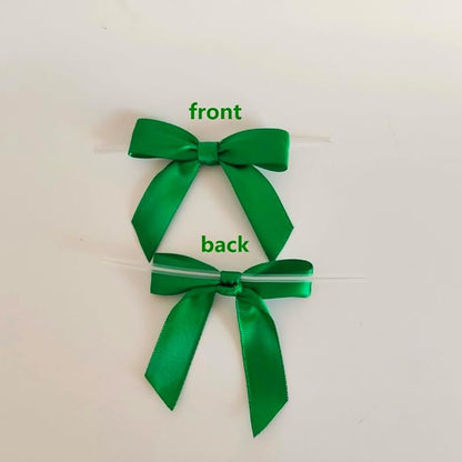 50pcs 2-1/2" Green Satin Ribbon Bows with Twist Ties for Gift Wrapping Packing Christmas Decoration (Green)