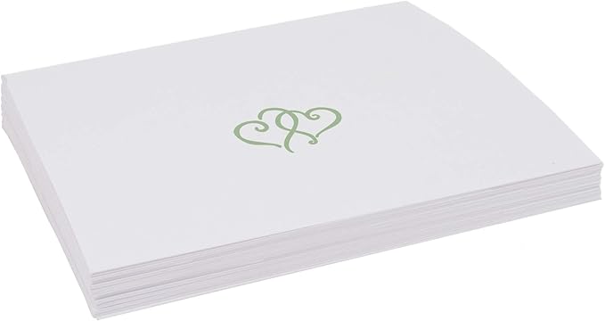 Linked Hearts Place Cards, Sage (Choose Color), Set of 25, Pre-cut and Scored - Wedding, Party, Dinner, and Special Events - Made in the USA