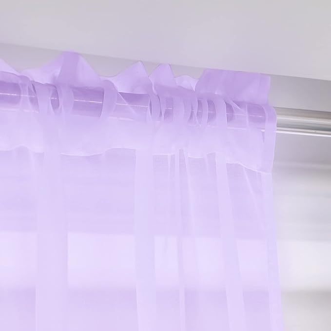 Window Purple Sheer Curtains 60 Inches Width 90 Inches Long 2 Panels Sheer Curtains Clear Curtains Basic Rod Pocket Panel for Home Living Room Bedroom Kids Room Yard Patio Parlor Sliding