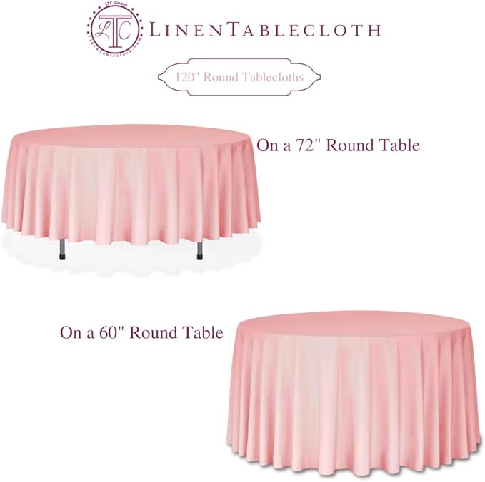LTC LINENS 5 Pack 120 Inch Round Tablecloth Turquoise - Bulk for 60 Inch Round Table Floor Length - Washable, Wrinkle Resistant Polyester Fabric Cloth for Parties