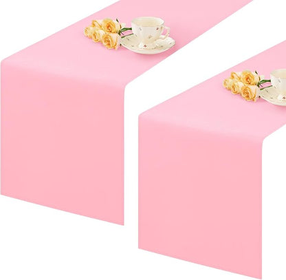 2 Pack Pink Small Short Table Runner 12 x 36 Inch Solid Color Runners Coffee Table Dresser for Daily Party Home Decoration