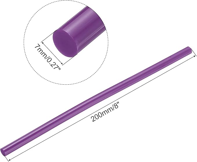 uxcell 20pcs Hot Glue Sticks for Glue Gun 7mm/0.28-inch x 8-inch Mini Hot Melt Adhesive Glue Stick Purple