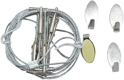 Multi-Purpose Steel Wall Hanging Photo Display Cable Wire Rod String with 12 Clips for Hanging Photos Notes and Artworks (Alligator clip)