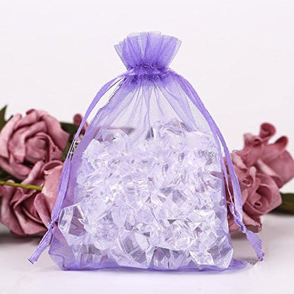 Wudygirl 100pcs Sheer Organza Bag 5 x 7 Inch Lavender Drawstring Transparent Jewelry Pouches Lipstick Baby Shower Party Wedding Holidays Favor Candy Bags(Lilac 5x7'')