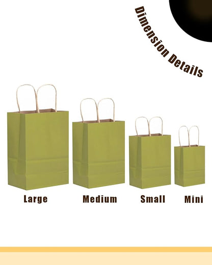 qiqee 32 Pcs Mini Paper Gift Bags with Handles 6"x4.5"x2.5" Small Brown Kraft Party Favor Bags 16 Different Senior Color Rainbow Treat Bags Multiple Uses (Mini size)