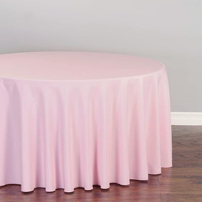 LTC LINENS 2 Pack 120 Inch Round Tablecloths Pink - Great for 60 Inch Round Table Floor Length - Wrinkle Resistant Polyester Fabric Cloth for Party, Baby Shower