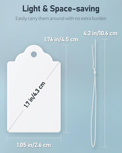 Uniclife 1000 Pcs Price Tags 1.8 Inch Writable Price Labels White Price Display Tags for Pricing Clothing Jewelry Gifts Blank Hang Tags Merchandise White Marking Tags with Strings, 1.8" x 1.05"
