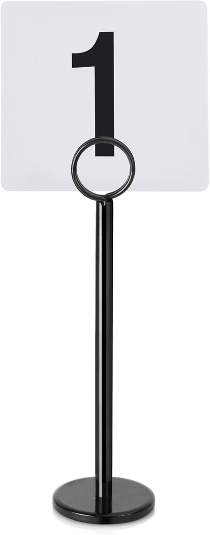 New Star Foodservice 27686 Ring Clip Table Number Card Holders, w/Number Cards, 1 to 25, Set of 12, 8-Inch, Black Stand