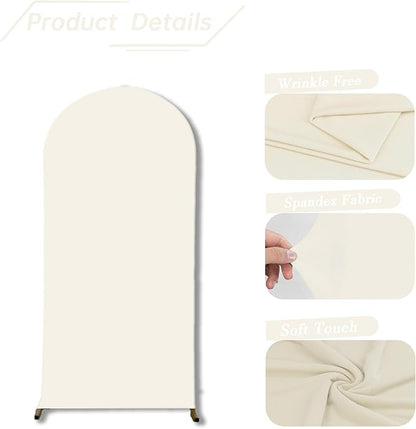 bricia Wedding Arch Backdrop Stand Cover, 6.6FT Double Sided Stretchy Arch Cover Fitted Wedding Birthday Party Banquet Decoration (Beige 79.2''Lx39.6''W)