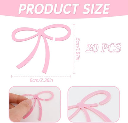 24 Pcs Pink Bow Drink Markers, Pink Bows Charms, Wine Coquette Wine Glass Tags, Drink Glasses Markers, Bar Tools Bow Acrylic Bowknot for Wedding Engagement Bachelorette Party Birthday