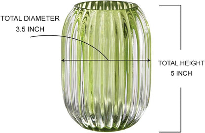 Serene Spaces Living Green Optical Glass Votive Holder, Perfect for Weddings and Home Décor, Measures 5" Tall and 3.5" Diameter