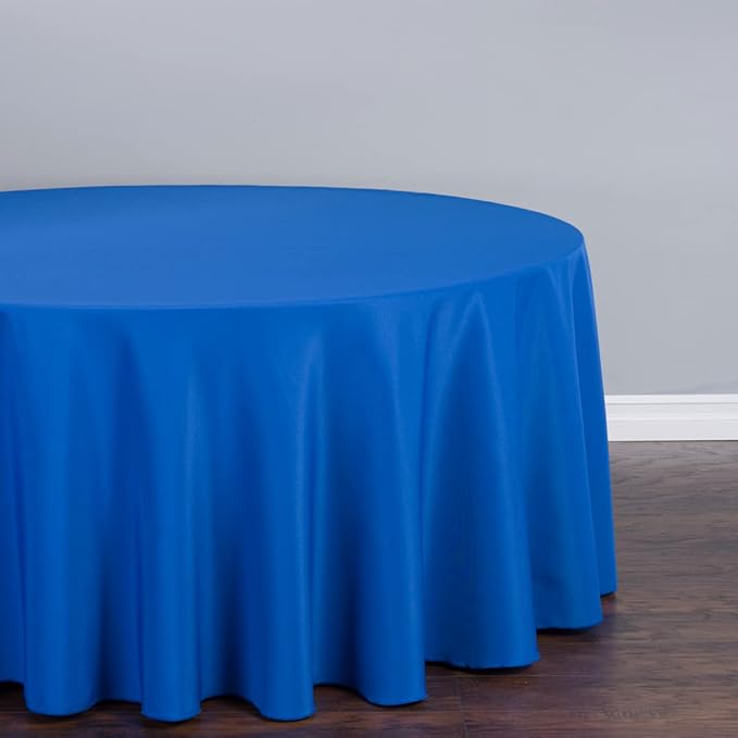 LTC LINENS 10 Pack 120 Inch Round Tablecloth Royal Blue for 60 Inch Round Table - Bulk Round Table Cover - Washable, Wrinkle Resistant Polyester Fabric Cloth for Wedding, Party