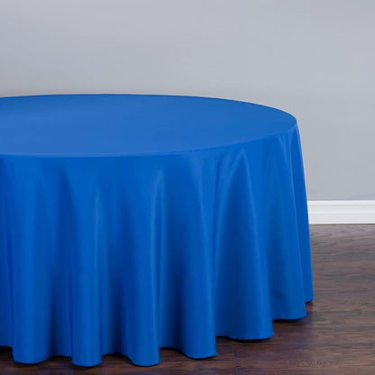 LTC LINENS 10 Pack 120 Inch Round Tablecloth Royal Blue for 60 Inch Round Table - Bulk Round Table Cover - Washable, Wrinkle Resistant Polyester Fabric Cloth for Wedding, Party