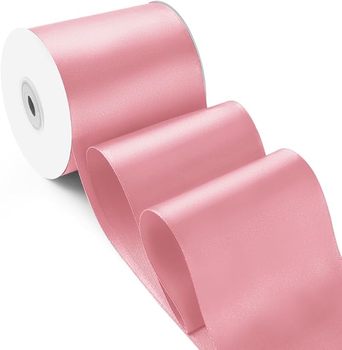 3 Inch 25 Yard Wide Satin Ribbon Pink, Solid Fabric Large Ribbon Roll for Cutting Ceremony Wedding Opening Party Decoration, Chairs, Sewing, Festival Pageant Sashes