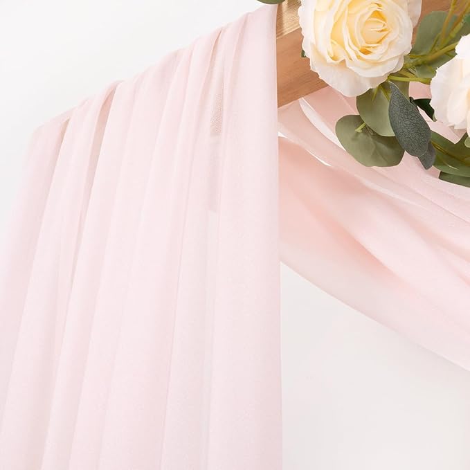 MLMC Blush Pink Wedding Arch Draping Fabric 4 Panels 29" x 20 FT Extra Long Gauze Drapes Sheer Backdrop Curtains 6.6 Yards Outdoor Drapery Panels for Wedding Ceremony Party Ceiling Decoration