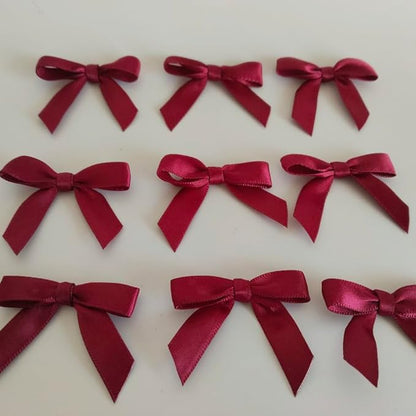 50pcs 1-1/2" Burgundy Satin Ribbon Bows Without Twist Ties Giant Bows for Christmas Holiday Gift Packing&Wrapping (Burgundy)