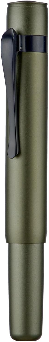 Hongdian M2 Black Forest Mini Fountain Pen, Medium Nib & Sleek Shape Aluminium Short Pocket Travel Pen (Army Green)