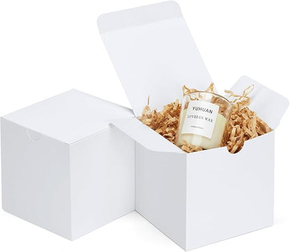Eupako Gift Boxes 4x4x4 25 Pack White Kraft Paper Box with Lids Party Favor Boxes for Bridesmaids Proposal, Crafting, Cupcake, Wedding, Christmas