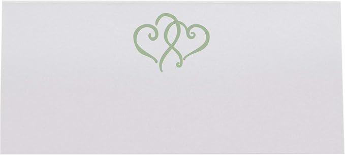Linked Hearts Place Cards, Sage (Choose Color), Set of 150, Pre-cut and Scored - Wedding, Party, Dinner, and Special Events - Made in the USA