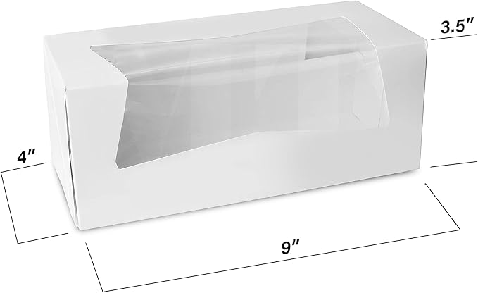 MT Products White Cupcake Boxes 9" x 4" x 3.5" - Bakery Boxes with Window (Pack of 10) - Made in USA